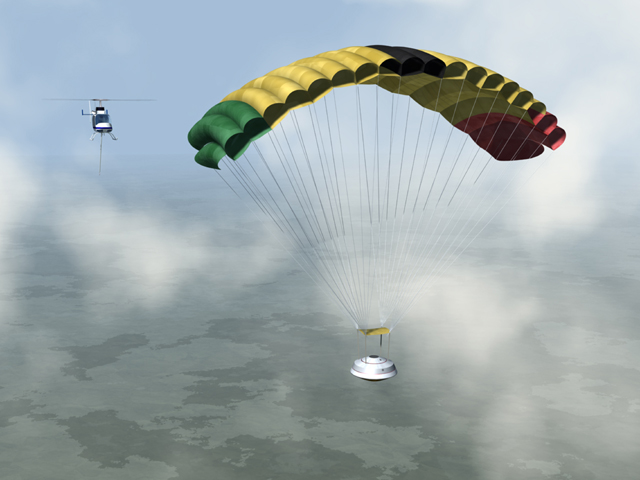 Flight landing with parachute